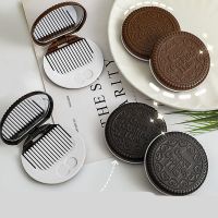 Simple Cute And Creative Oreo Chocolate Biscuit Mirror Portable Outdoors With Comb Mini Folding Makeup Mirror Mirrors