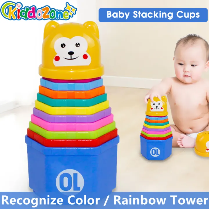 KiddoZone 10 PCS Baby Stacking Cups Children's Puzzle Stacking Cup Toys