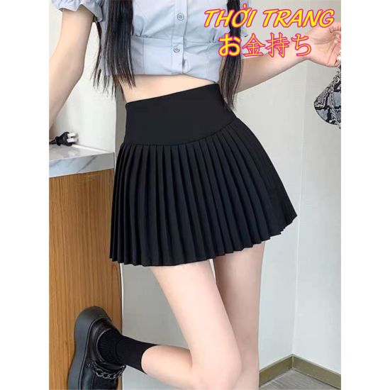 Chân váy xòe ngắn tennis dập ly CRXNV33 màu đen | Shopee Việt Nam