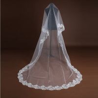 Free Shipping One Layer Wedding veils without comb Lace Edge Cheap Bridal Veil Bride accesorios de la boda Voile mariée Hair Accessories