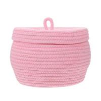 1pc Cotton Rope Braided Basket Cotton Rope Knitting Basket Sundries Food Basket Desktop Storage Basket With Lid 22x22x18cm