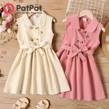 Shop Patpat Kid Girl Dress Polka Dots Button Design Flutter-sleeve Belted  Flutter-sleeve Dress Kids Clothes Girls online - Feb 2024