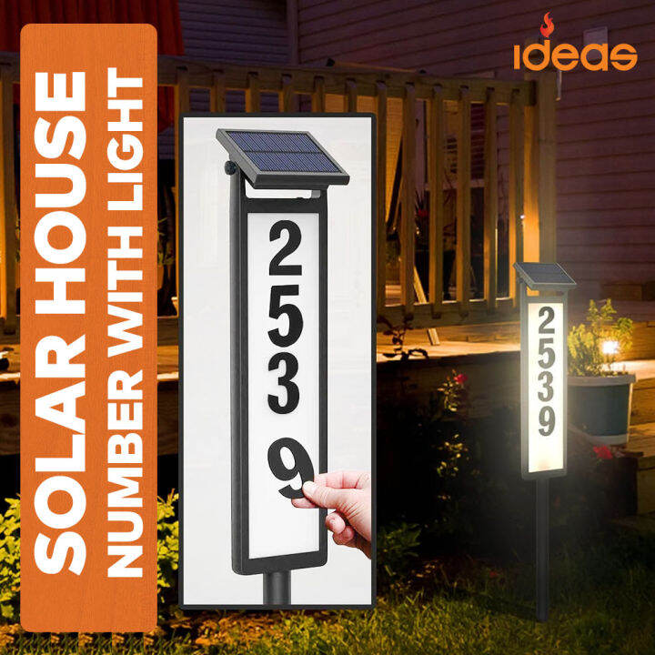 IDEAS Solar Customizable House Number with light, Solar Powered House ...