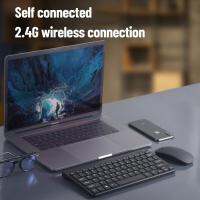 RYRA 2.4G ชุดคีย์บอร์ดและเมาส์ไร้สาย USB2.0แบบพกพา Slim Design Ergonomic Keyboard และ Mice ลดเสียงรบกวนสำหรับแล็ปท็อป PChot