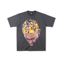 Hellstar Rodman Tee Portrait Head โฟมพิมพ์ยุโรปและอเมริกา High Street แนวโน้มผู้ชายและผู้หญิงสั้น T