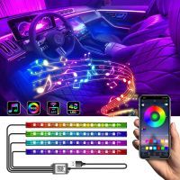 4In1 RGB LED Car Interior Ambient Foot Light Backlight with USB App Music Wireless Control Neon Auto Atmosphere Decorative Lamps Bulbs  LEDs HIDs