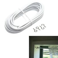 BLUEVELVET 3-5m Length PVC Window Cord Cable Net Curtain Wire White Windows Line With FREE HOOKS EYES For Caravans Boats