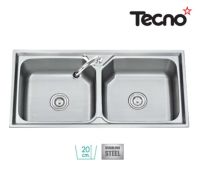 (Tecno) อ่างล้างจานแบบ 2 หลุม หลุมลึก 20 ซม. รุ่น TNS 201000 SS