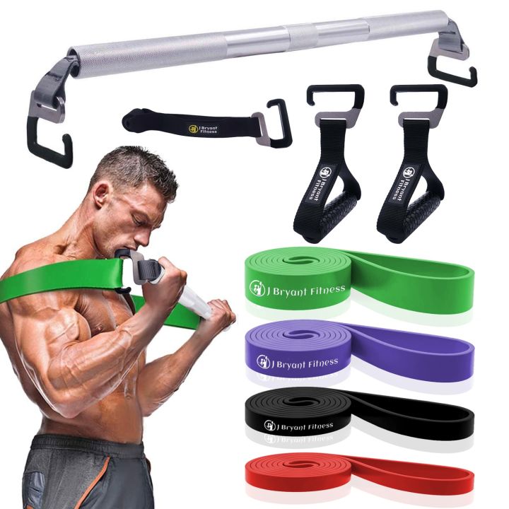 Covered E-Type Hook Resistance Band Bar With Handles Kit For Long Loop ...