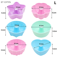 ET CITYS แม่พิมพ์มัฟฟินคัพเค้กทนความร้อนถ้วยมัฟฟินซิลิโคนรูปดอกไม้แม่พิมพ์ทรงกลมนำกลับมาใช้ใหม่ได้อุปกรณ์สำหรับอบ