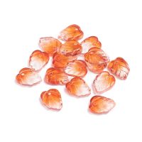 100pc Autumn Theme Two-Tone Transparent Glass Charms Leaf Dark Orange 13.5x10.5x3.5mm Hole: 1.2mm