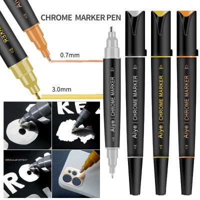Dual-side Writing Metallic Liquid Chrome Mirror Marker Pen Waterproof Ink Mirror Reflective Paint Metal Pens DIY Craftwork Pen