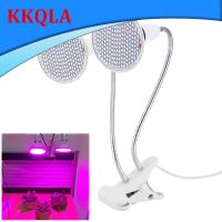 QKKQLA 400 Led Plant Flower Grow Light Bulb Lamp Dual Head Set Desk Clip Holder EU US for plants Veg Indoor Greenhouse hydroponics