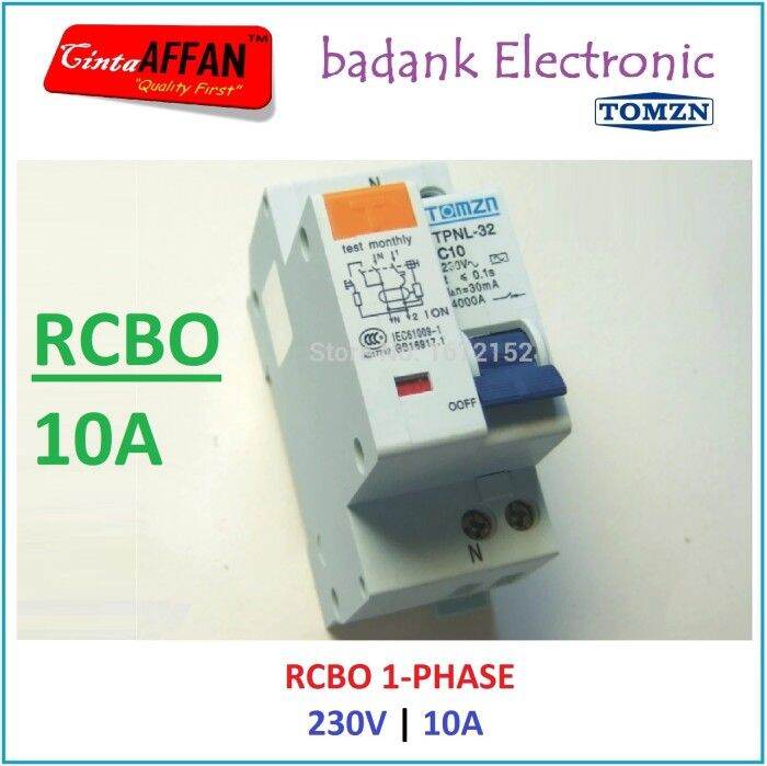 RCBO AC C10 10A 230V 1P+N Residual Current Operated Circuit Breaker