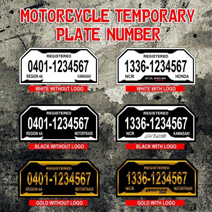 Temporary Plate Number Motorcycle Acrylic Lazada PH