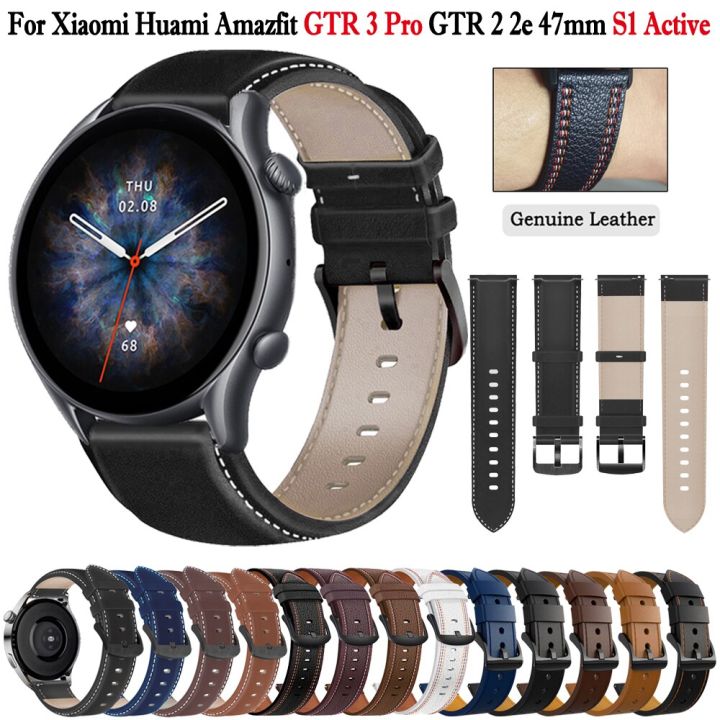 มาแรง-สายหนังแท้22มม-สำหรับ-xiaomi-huami-amazfit-gtr-3-pro-2-2e-gtr-47มม-stratos-3-watchband-สร้อยข้อมือสำหรับ-mi-watch-s1