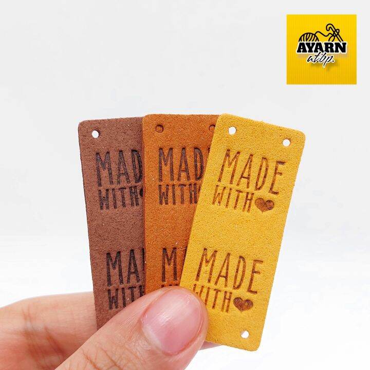10 PIECES FAUX LEATHER (MADE WITH ♥) LABELS/ TAGS Lazada PH