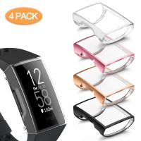 4pcs/lot Soft TPU Case with Screen Protector For Fitbit Charge 3 Cover Ultra Slim Bumper Shell Full Cover For Fitbit Charge 3