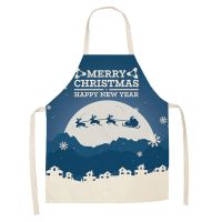 Christmas Sleeveless Apron Cotton Linen Kitchen Aprons Women Home Cooking Baking Waist Bib Pinafore 66x47cm 47x38cm