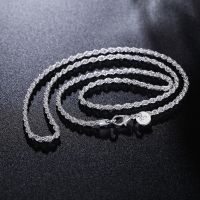 GINSTONELATE 16-24inches Rope chain NEW ARRIVE hot sale fashion   cute silver - Plated women men Necklace jewelry for pendant Fashion Chain Necklaces