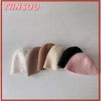 TIINSOO สีทึบทึบ หมวกชาวประมงหญิง สไตล์เพรพพี้ เก็บความอบอุ่น ฝาครอบโดมกลม น่ารักน่ารักๆ ฤดูหนาวฤดูใบไม้ร่วงฤดูหนาว หมวกชาวประมงทารก เด็กๆเด็กๆ