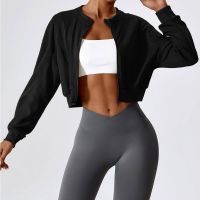 Yoga Long Sleeve Double Zipper Loose Sweater Coat Thread Casual Top Quick Dry Running Sports Coat Sweater