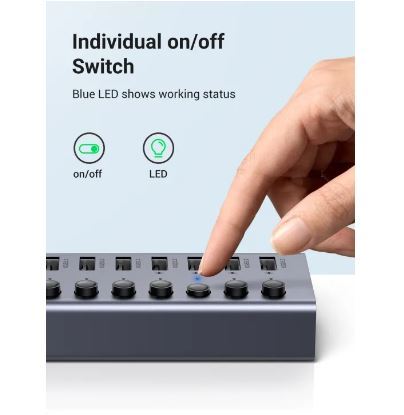 ugreen-7-port-3-0-on-off-switchable-usb3-0-hub-with-1m-usb-type-c-to-a-cable-รุ่น-90305