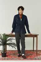 The Rimm Bkk - Linen Safari Jacket III Navy เสื้อแจ็คเก็ตซาฟารี สีน้ำเงิน เสื้อคลุมผู้ชาย แจ็คเก็ตซาฟารีลินิน