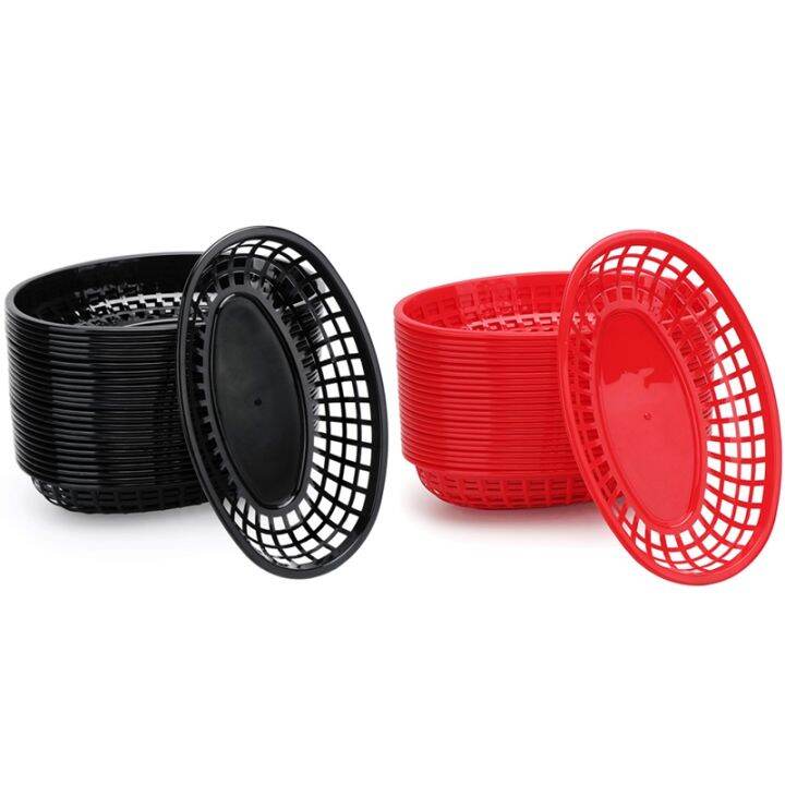 24pcs-french-fries-basket-oval-fast-food-tray-restaurant-bar-food-tray-fries-food-service-tray-black