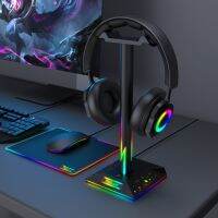 Eb01-B หูฟังสำหรับเล่นเกม Rgb แผงยึดไฟหูฟังสนับสนุนพร้อม USB คู่อินเตอร์ฐานตั้งโต๊ะชุดหูฟัง USB การสนับสนุน