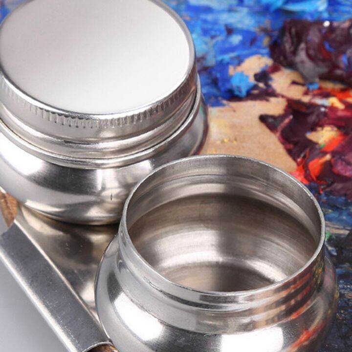 2-pack-paint-pot-container-cup-painting-palette-cups-with-lid-and-clip-double-dippers-stainless-steel-for-oil-painting