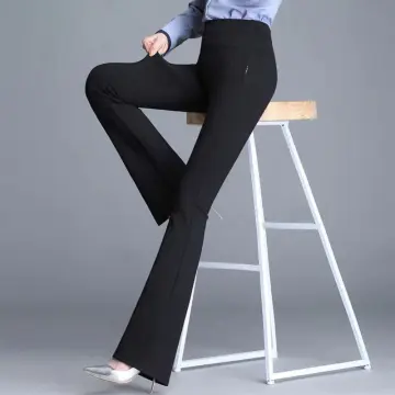 Plus Size Women Black Pants Casual Loose Stretch Suit Pants Korean Straight  Cut Wide Leg Office Work Pant