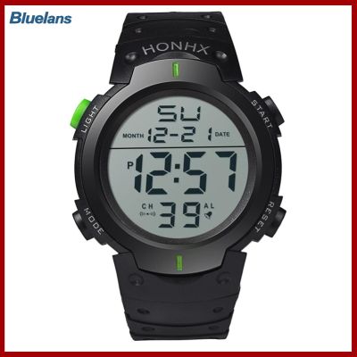 Bluelans®HONHX Unisex สายรัดปรับได้ Backlight Big Dial กีฬาข้อมือดิจิตอลนาฬิกา