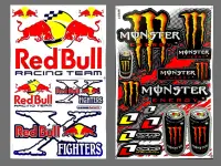 สติ๊กเกอร์แต่งรถ กระทิงแดง Fighter Racing Team Monster 2 กระป๋อง สีส้ม มอเตอร์ไซค์ สติ๊กเกอร์ติดกระจก แต่งรถรถยนต์ ข้างรถ ติดหมวกกันน็อค จำนวน 2แผ่น