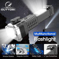 Outtobe ไฟฉายมัลติฟังก์ชั่ไฟฉาย Super Bright ไฟฉาย LED ไฟฉายกันน้ำไฟฉายกลางแจ้งแบบพกพาบ้านฉุกเฉินโคมไฟไฟฉายที่มีหน้าต่าง B Reaker แม่เหล็กดูดไขควงความปลอดภัยตัด