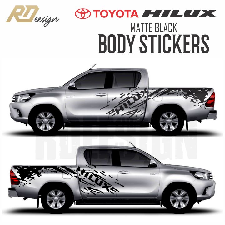 TOYOTA HILUX MATTE BALCK Body Stickers left and right | Lazada PH