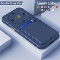 เคสซิลิโคนนิ่มสีเหลี่ยมสำหรับ Honor X9a 5G ปกป้องกล้อง TPU นุ่มกันกระแทกช่องด้านหลังพร้อมช่องเสียบบัตรแบบกระเป๋าสตางค์