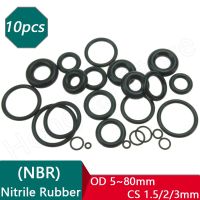 10pcs CS 1.5/2/3mm Black NBR O Ring OD 5 80mm Nitrile Rubber Seal Washer Heat Resistance 100°