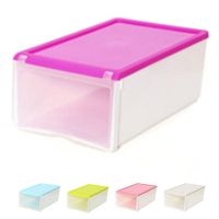 HOT Transparent Drawer Case Plastic Shoe Storage Boxes Organizer Stackable Box, Pink
