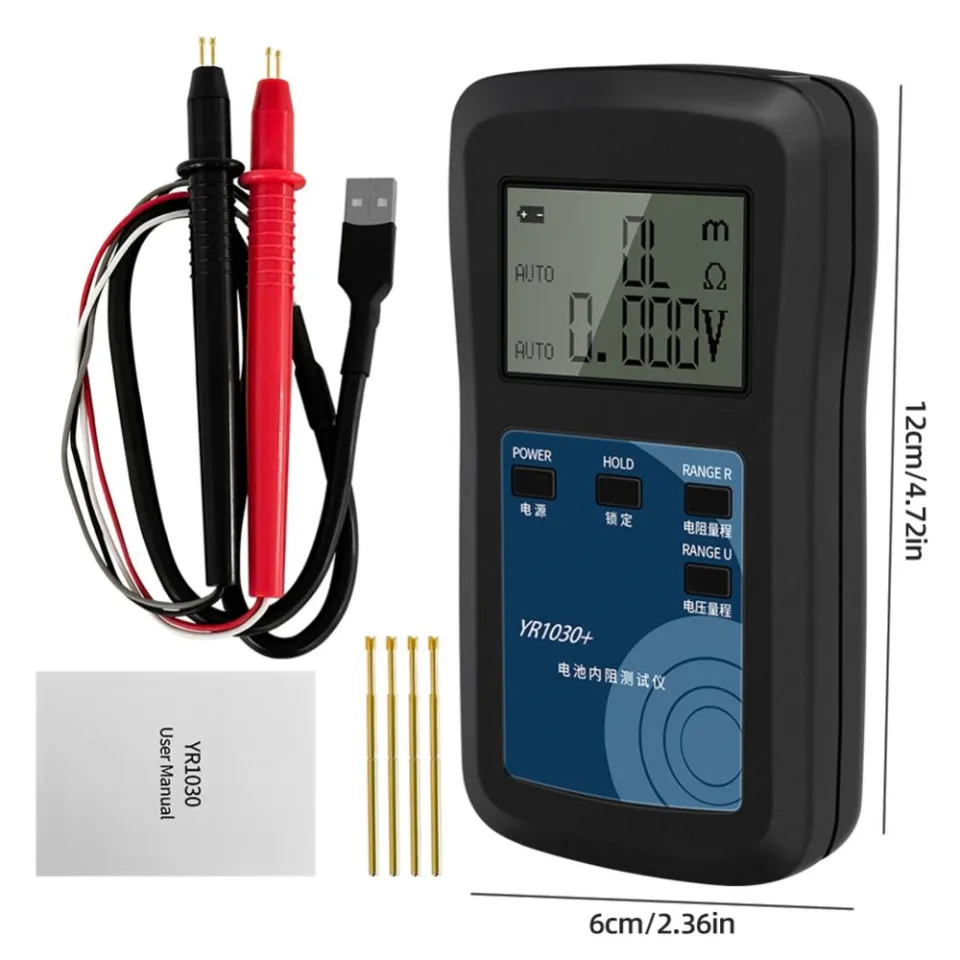 Arrive 1-3 Days]Four-lines Electric Vehicle 18650 Tester LCD Display YR1030+  Battery Internal Resistance Tester Manual Auto Range for NiMH NiCd Button  Storage Battery