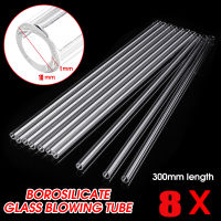 8Pcs 300mm Length OD 10mm 1mm Thick Wall Lab Borosilicate Glass Blowing Tube