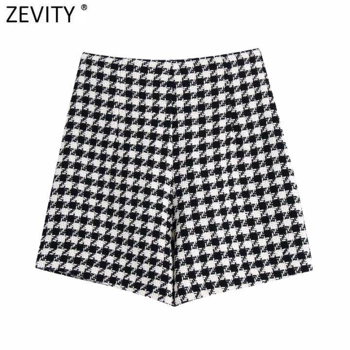 zevity-new-women-vintage-houndstooth-print-high-waist-tweed-hot-shorts-female-chic-zipper-fly-casual-pantalone-cortos-p1235