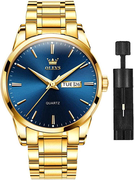 olevs-mens-gold-watches-analog-quartz-business-dress-watch-day-date-stainless-steel-classic-luxury-male-wrist-watches-waterproof-luminous-gold-strap-blue-face