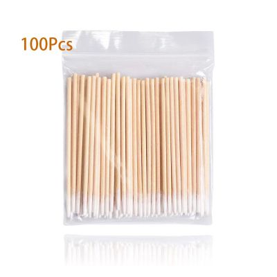 【jw】∈∏  100Pcs Disposable Cotton Swab Lint Brushes Wood Buds Swabs Ear Stick Extension Glue Removing Too