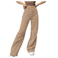 Women’s Corduroy Straight-leg Pants Long Trousers Solid Mid Waisted Wide Leg Pants Straight Casual Baggy Trousers Брюки Женские