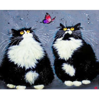 Fat Cat Butterfly Animal Cross Stitch Kit Craft Needlework Set Cotton Thread Canvas Printed Home Decor Christmas Gift Wholesale