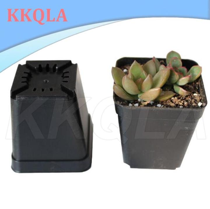 qkkqla-10pcs-planter-pot-trays-mini-square-plastic-flower-pot-home-office-succulent-plants-nursery-pot-green-garden-tools