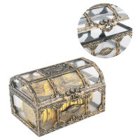 Retro Plastic Transparent Pirate Treasure Box Crystal Gem Jewelry Box Storage Organizer Trinket Keepsake Treasure Chest