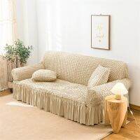 Living Room Furniture Protector Solid Seersucker Sofa Slipcover Soft Elastic Sofa Settee Covers For Romantic Sofa Cover Decorate