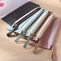 Small Women Wallets PU Leather Zipper Coin Purse Mini Alligator Texture Wallet Solid Color Multifunction Card Holder Card Holder